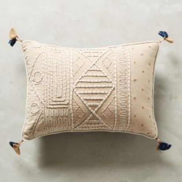 NWT Anthropologie pillow cream and navy - 22 x 22 - Picture 6 of 6